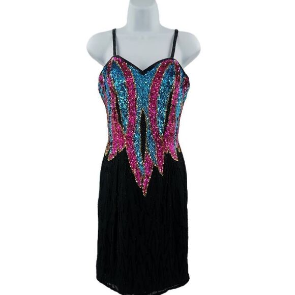Vintage Alyce Designs Flame-Embellished Sequin Dress | Circa 1980s-1990s - Picture 1 of 5